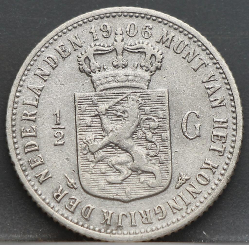 Schaarse 1/2 gulden 1906 - halve gulden 1906 Wilhelmina, ½ gulden, Verzenden, Zilver, Koningin Wilhelmina