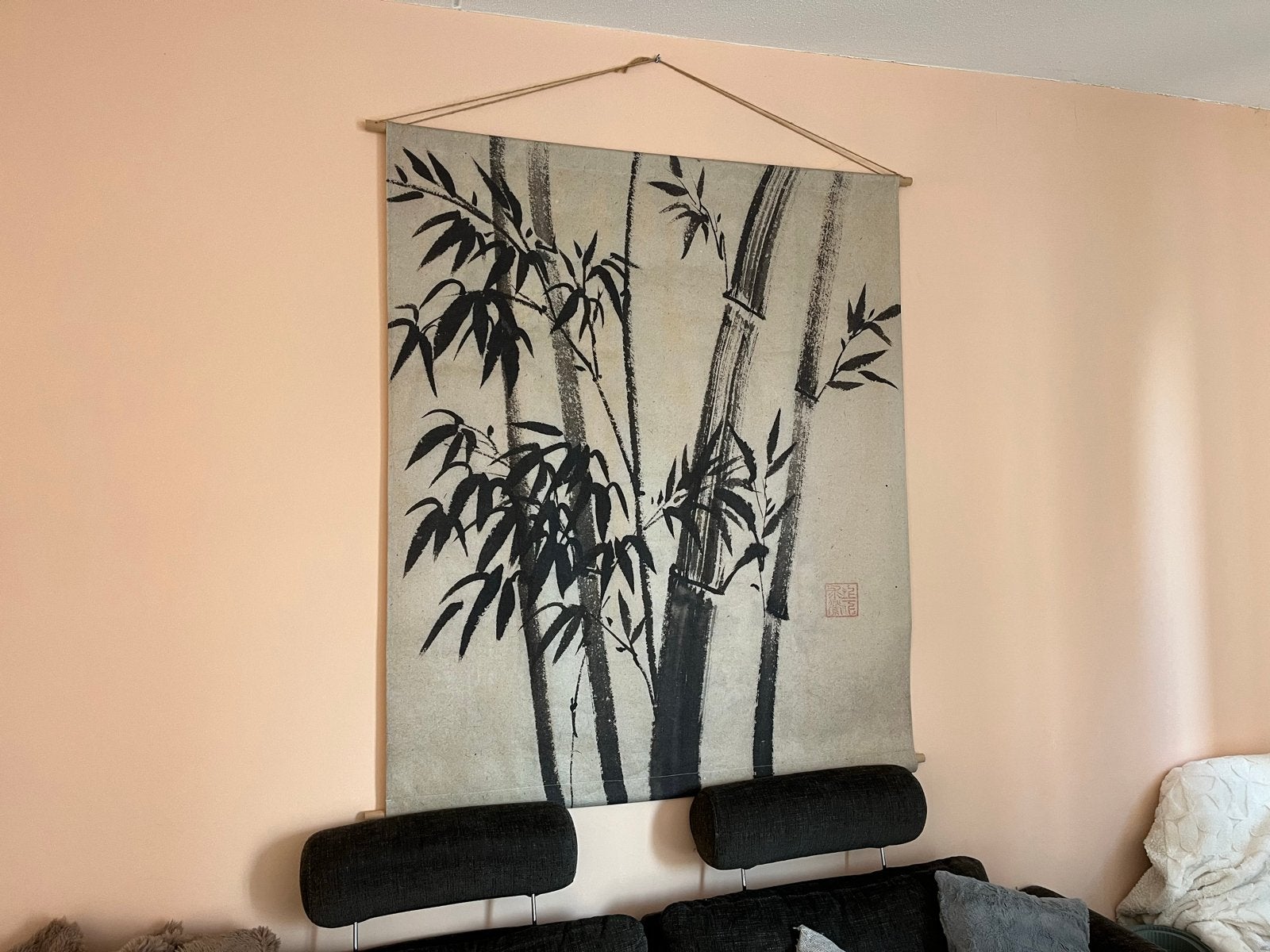 Wandkleed Bamboe XL (120x140 cm) - Oosters/Botanisch, Gebruikt, Oosters, Meerkleurig, Ophalen of Verzenden