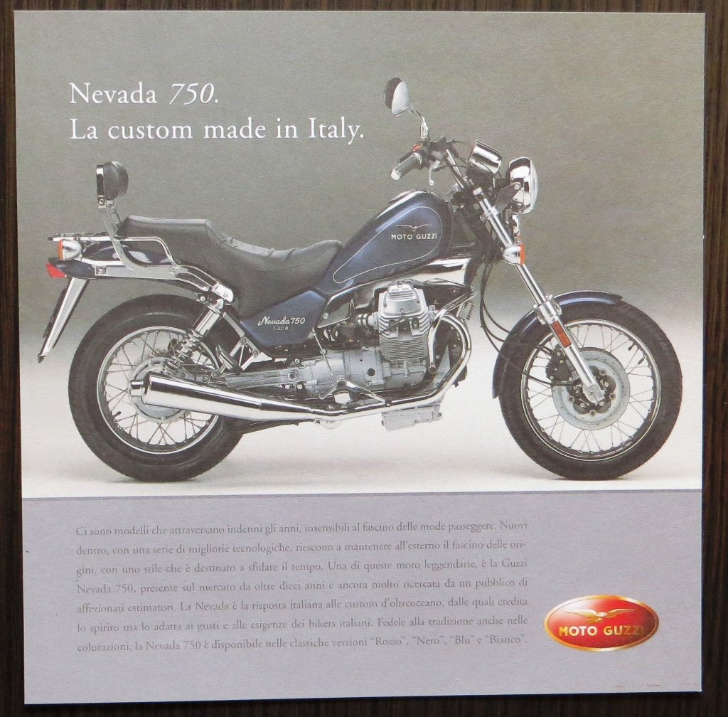 Flyer Moto Guzzi Nevada 750 - 1992 - 2 blz (Italiaans), Motoren, Handleidingen en Instructieboekjes, Verzenden, Moto Guzzi