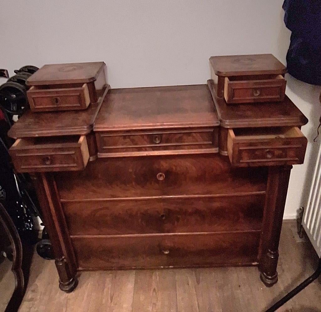 Te koop mahonie ladenkast, Ophalen, Gebruikt