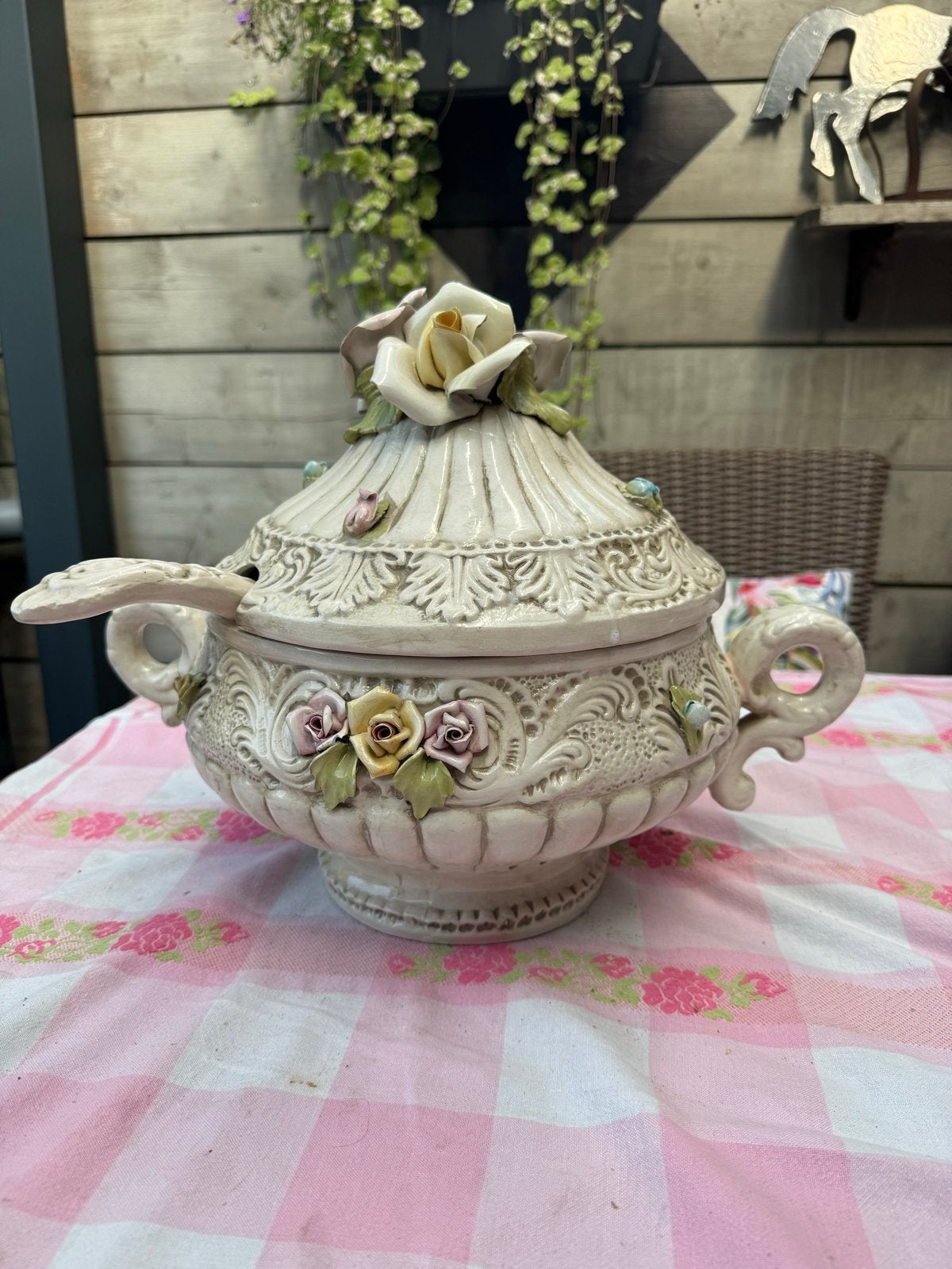 Unieke Vintage Bassano Soepterrine met Originele Lepel, Ophalen of Verzenden