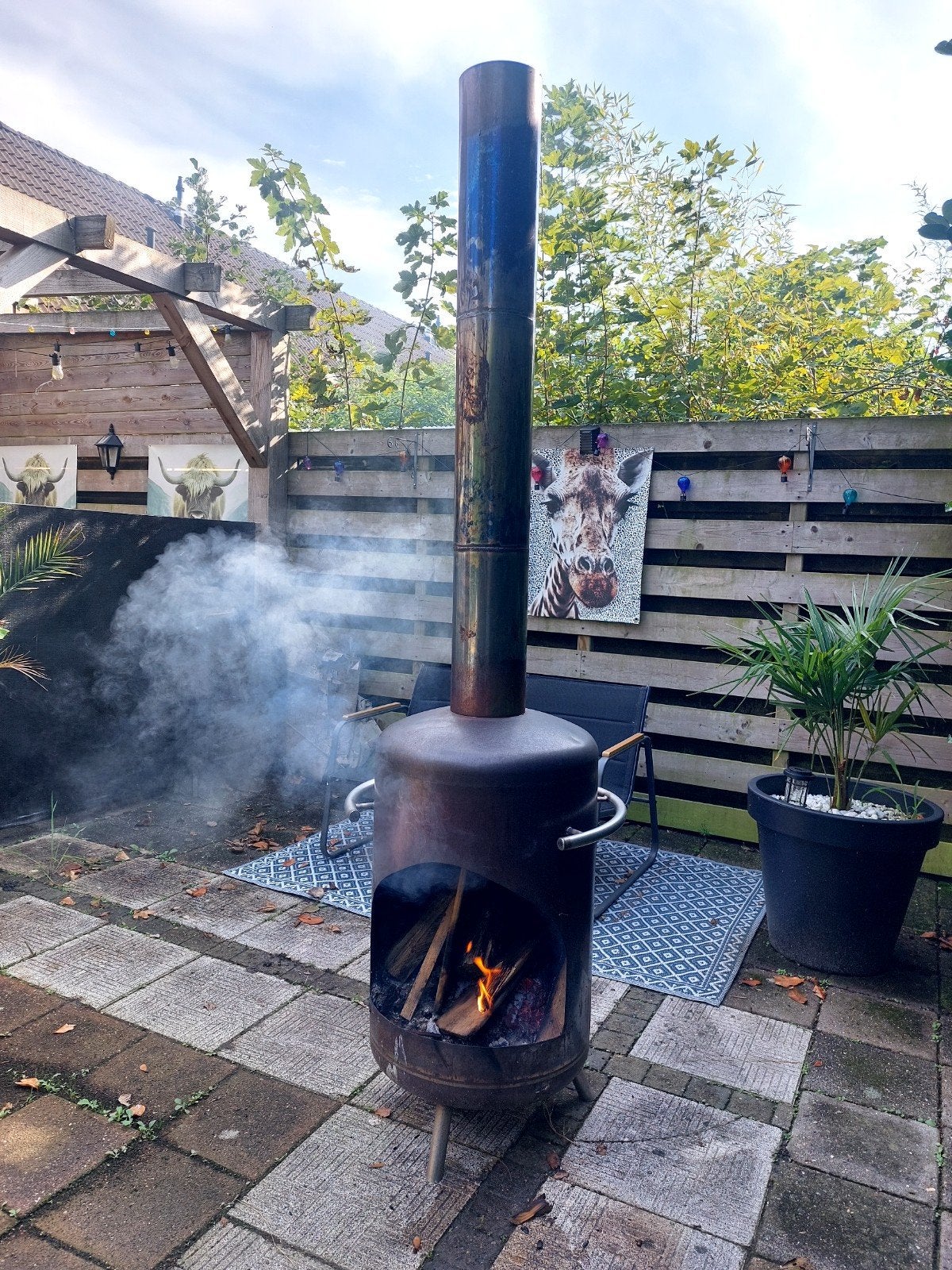 terraskachel houtkachel allesbrander tuin kachel groot model, Ophalen of Verzenden