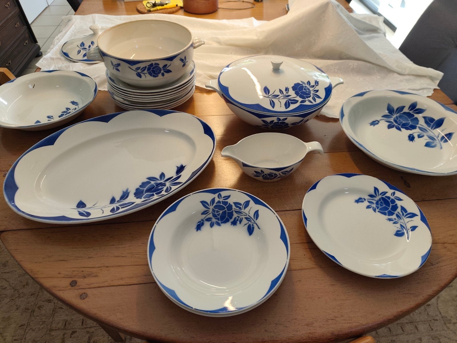 Frans Digoin Sarreguemines dinerservies, 6 personen, Ophalen