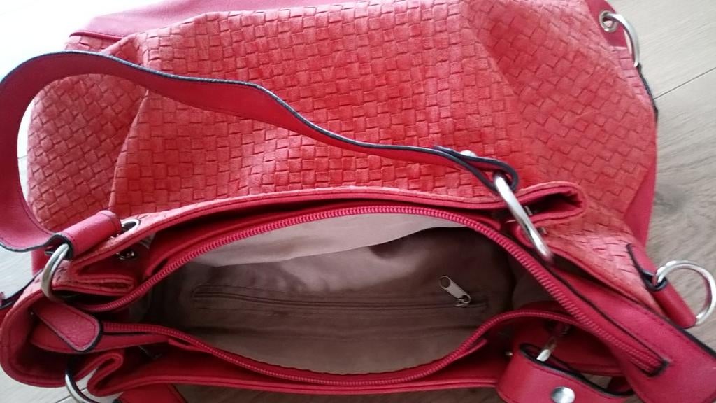 Mooie tas met bijpassende pumps koraalrood, Ophalen of Verzenden, Zo goed als nieuw
