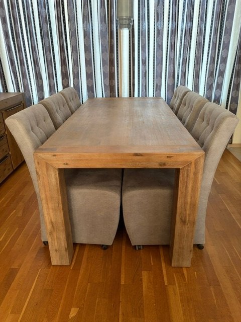 Luxe dolfijn grijze gecapitonneerde rolbare eetkamer stoelen, Huis en Inrichting, Stoelen, Ophalen, Zo goed als nieuw, Vijf, Zes of meer stoelen