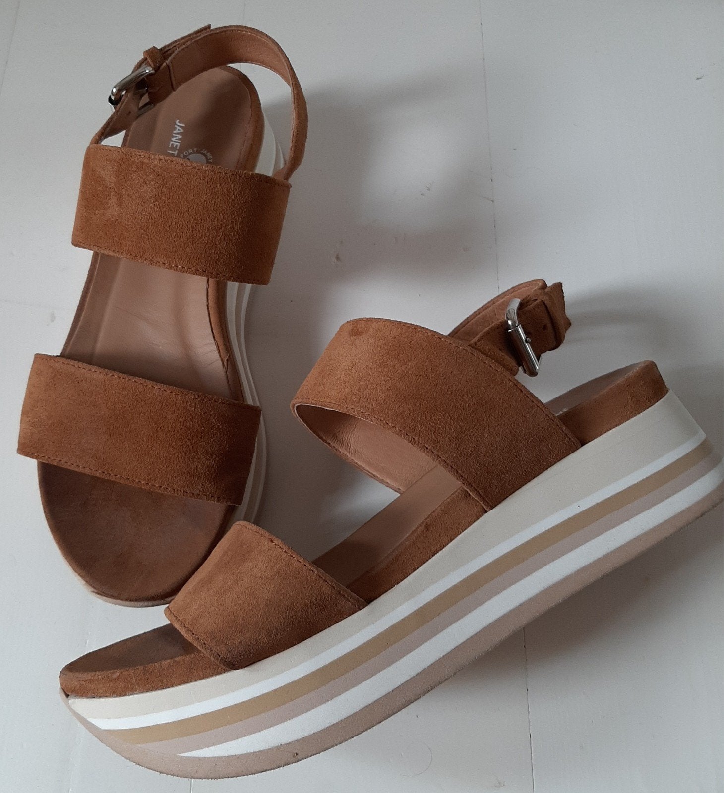 Suède platform sandalen van Janet Sport, maat 39., Overige kleuren, Zo goed als nieuw, Janet Sport, Sandalen of Muiltjes