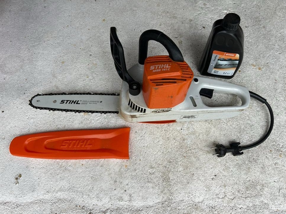 Stihl MSE 141 C-Q elektrische kettingzaag met olie, Ophalen of Verzenden, Gebruikt, 20 t/m 29 mm