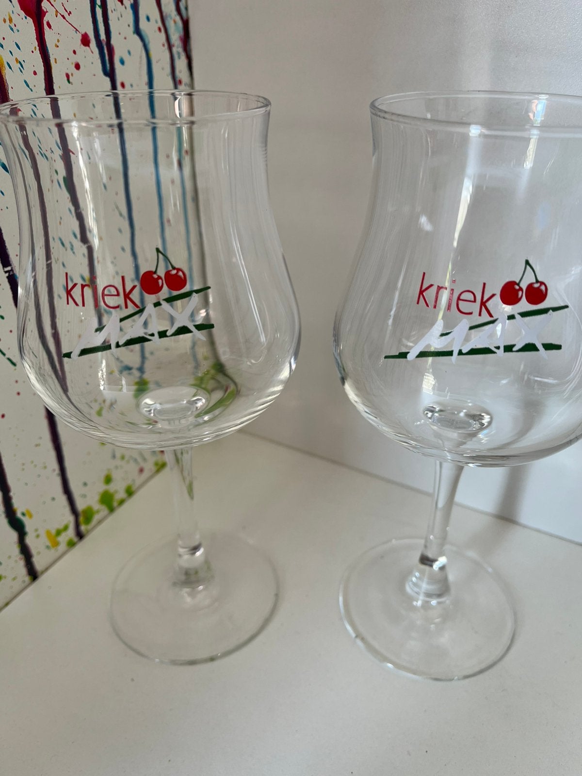 Max kriek glazen set van 2 glazen, Ophalen of Verzenden, Nieuw, Glas of Glazen, Overige merken