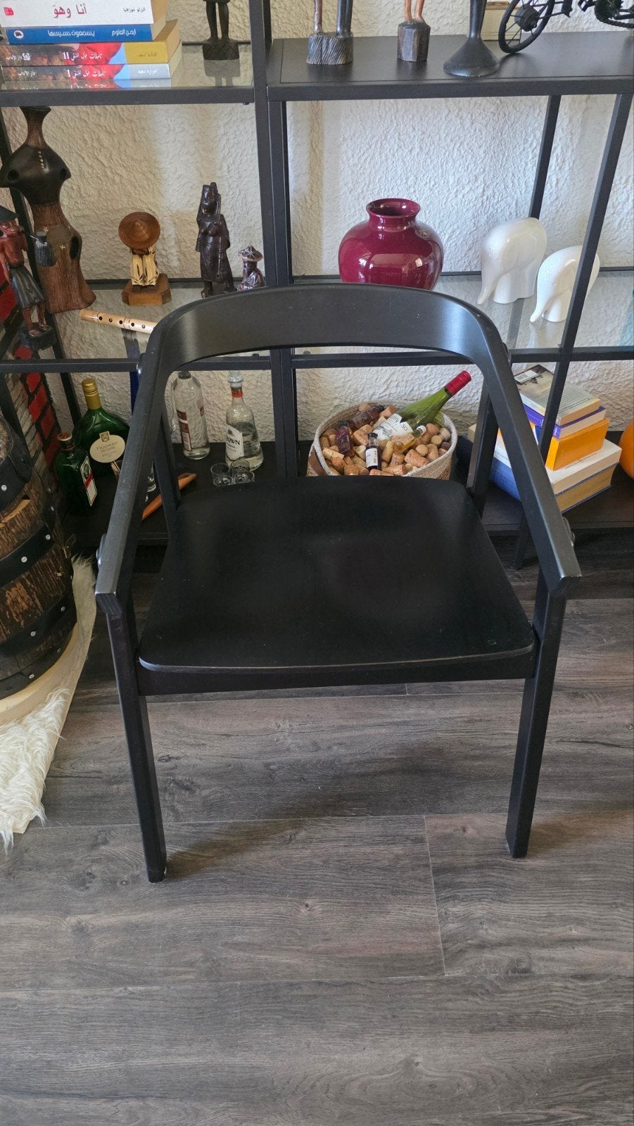 4 zwarte IKEA eetkamerstoelen met kussens, Gebruikt, Eet stoel, Zwart, Ophalen of Verzenden