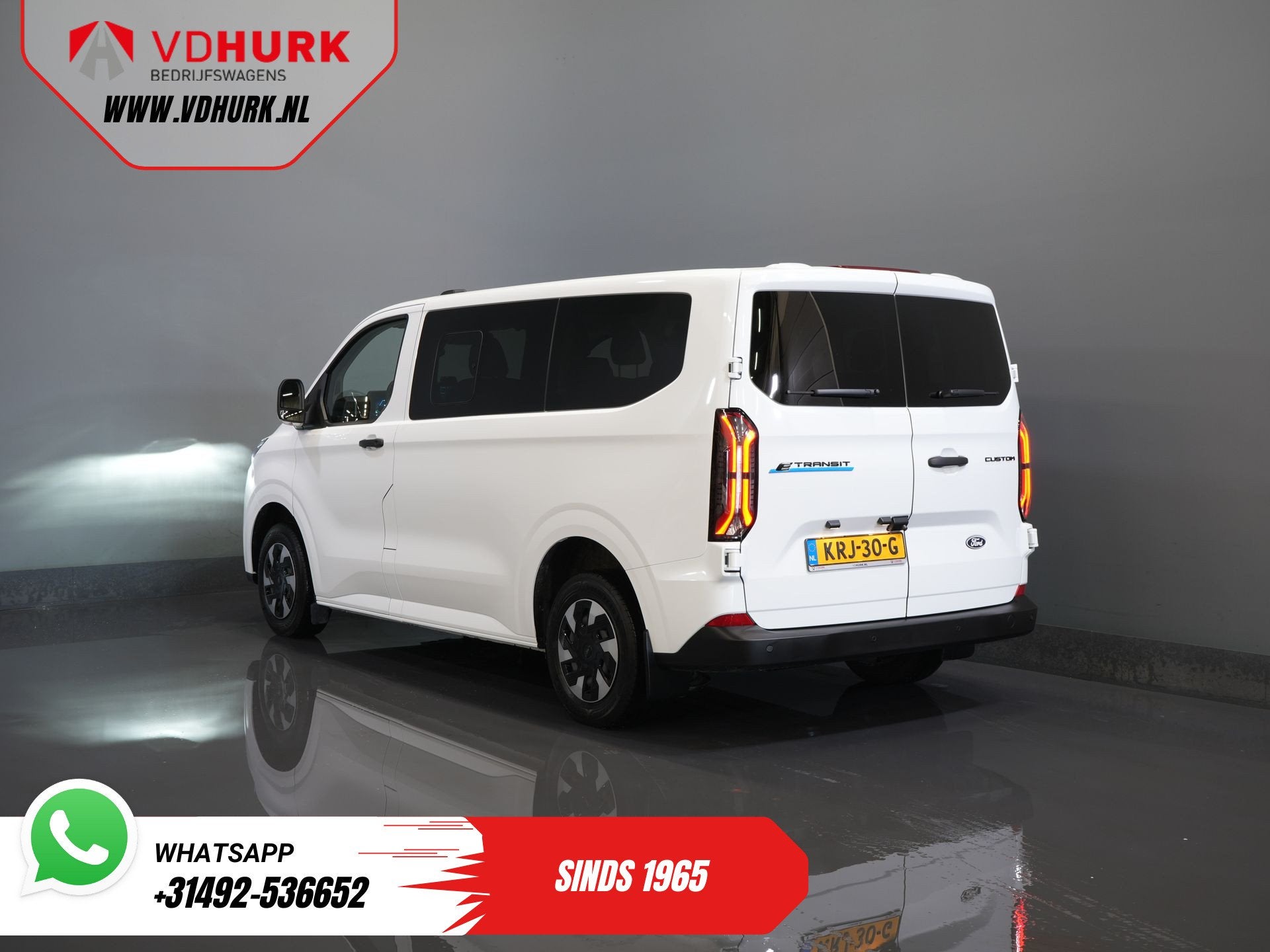 Ford E-Transit Custom Kombi Trend 71kWh 360 km WLTP (Excl. B, Gebruikt, 2000 kg, Wit, Origineel Nederlands