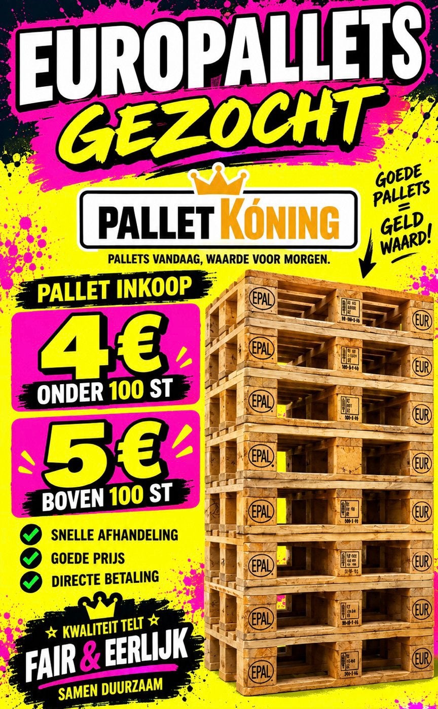 EUROpallets GEZOCHT – WIJ KOPEN UW PALLETS!, Ophalen, Zo goed als nieuw, 50 mm of meer, Pallet