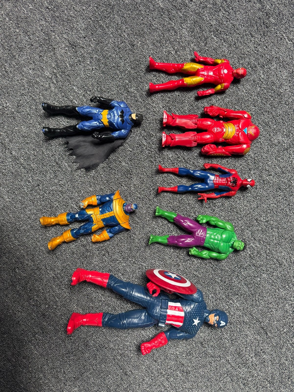 Superhelden Actiefiguren Set: Batman, Spiderman, Hulk, Iron, Ophalen of Verzenden, Gebruikt