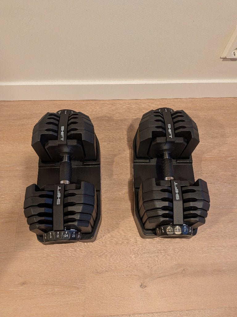Set verstelbare dumbbels + trainingsbank (Focus Fitness), Ophalen, Zo goed als nieuw, Rug, Dumbbell