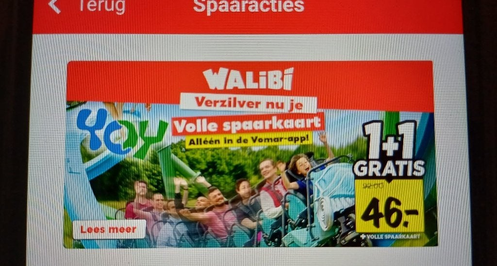 Walibi kortingskaarten 2e entree gratis, meerdere beschikbar, Tickets en Kaartjes, Kortingen en Cadeaubonnen, Twee personen, Pretpark