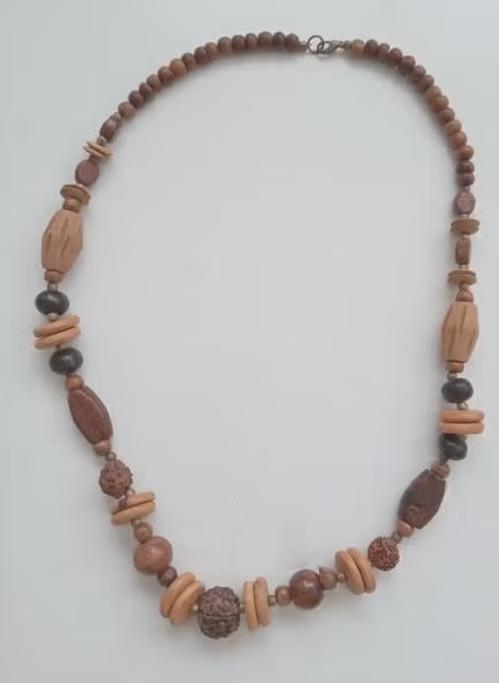 Houten kralenketting, bijzonder, nieuw, Sieraden, Tassen en Uiterlijk, Oosterveldweg 15, 7274 DZ, Overige materialen, Bruin, Verzenden