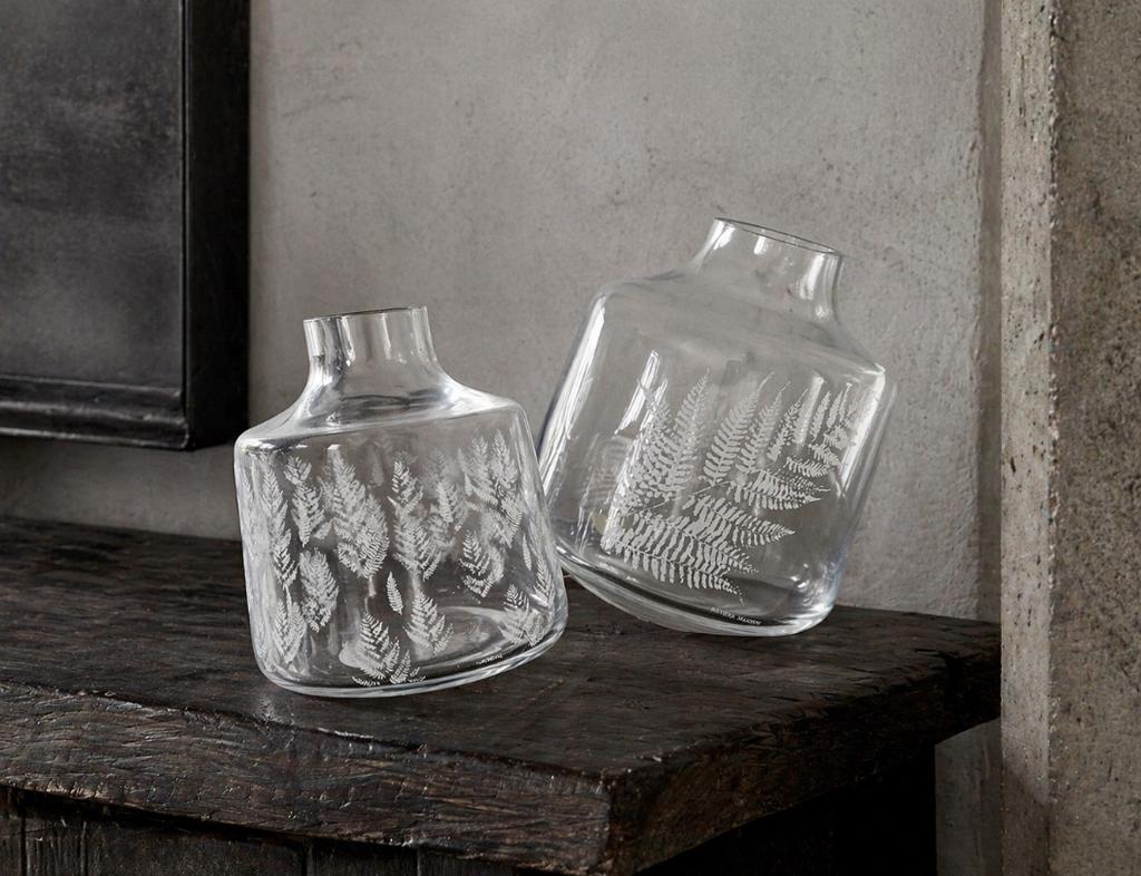 Set van 2 Rivièra Maison Vazen met Varenprint, Overige kleuren, Ophalen of Verzenden, Minder dan 50 cm, Glas