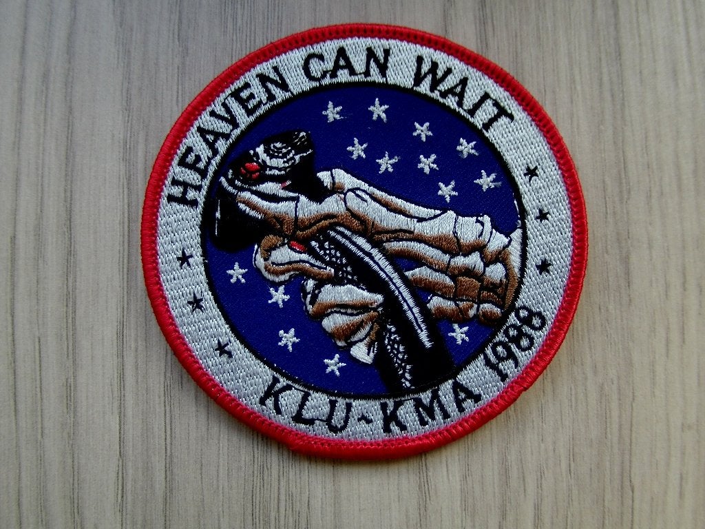 Patch RNLAF KLu - KMA 1988 'Heaven can wait', Verzenden, Luchtmacht, Nederland, Embleem of Badge