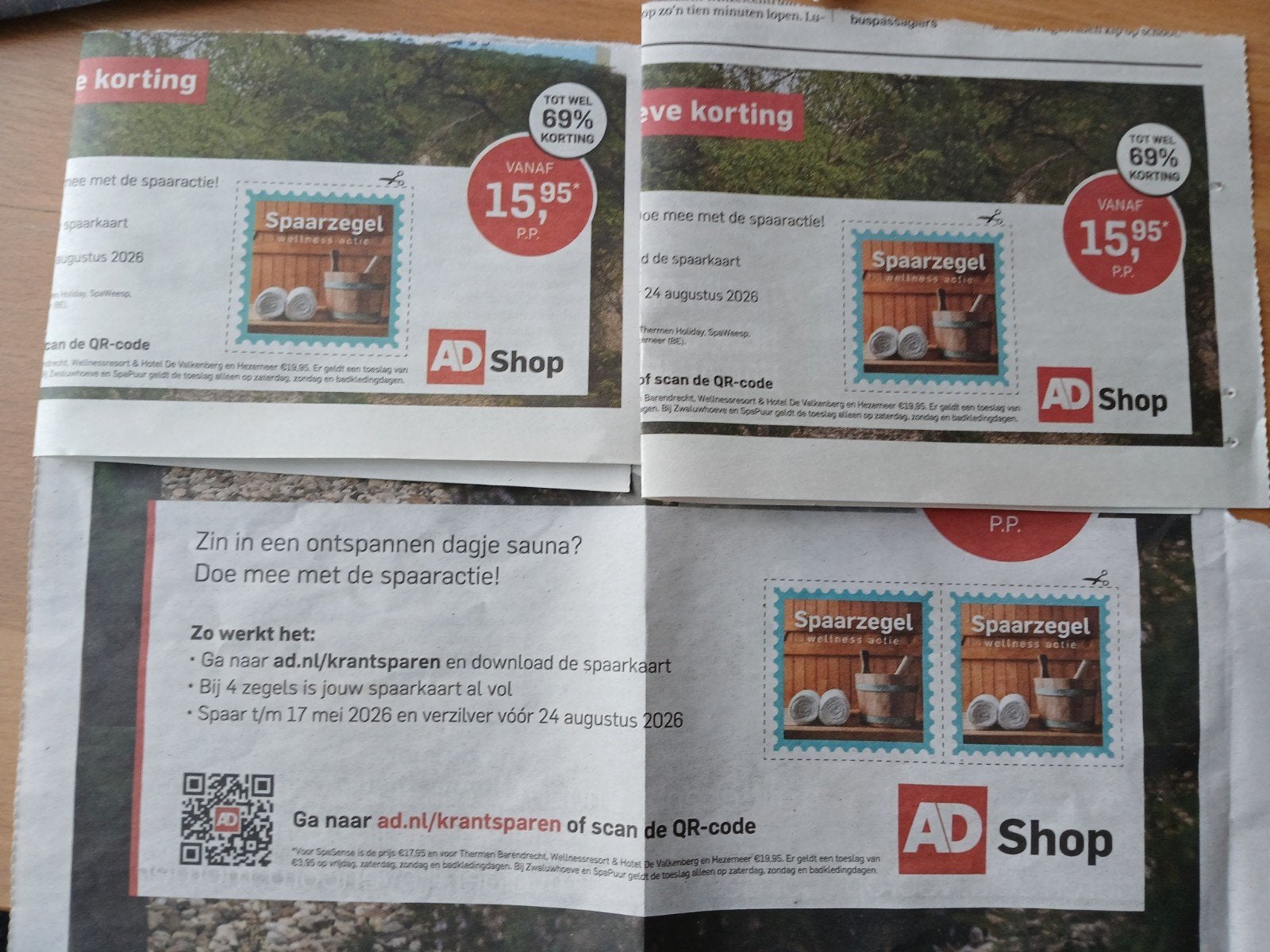 4 zegels voor korting op saunabezoek (incl verzenden), Ophalen of Verzenden, Overige soorten, Zegels, Bonnen of Punten