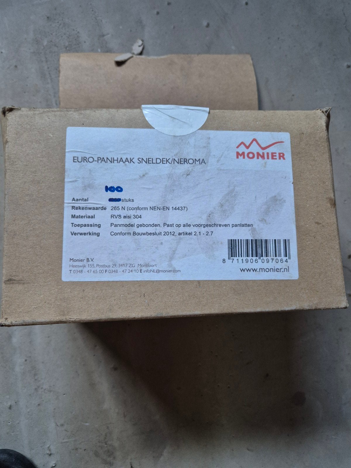 Monier Euro-Panhaak Sneldek/Neroma - RVS Aisi 304, Nieuw, Ophalen of Verzenden, Dakpannen, Metaal