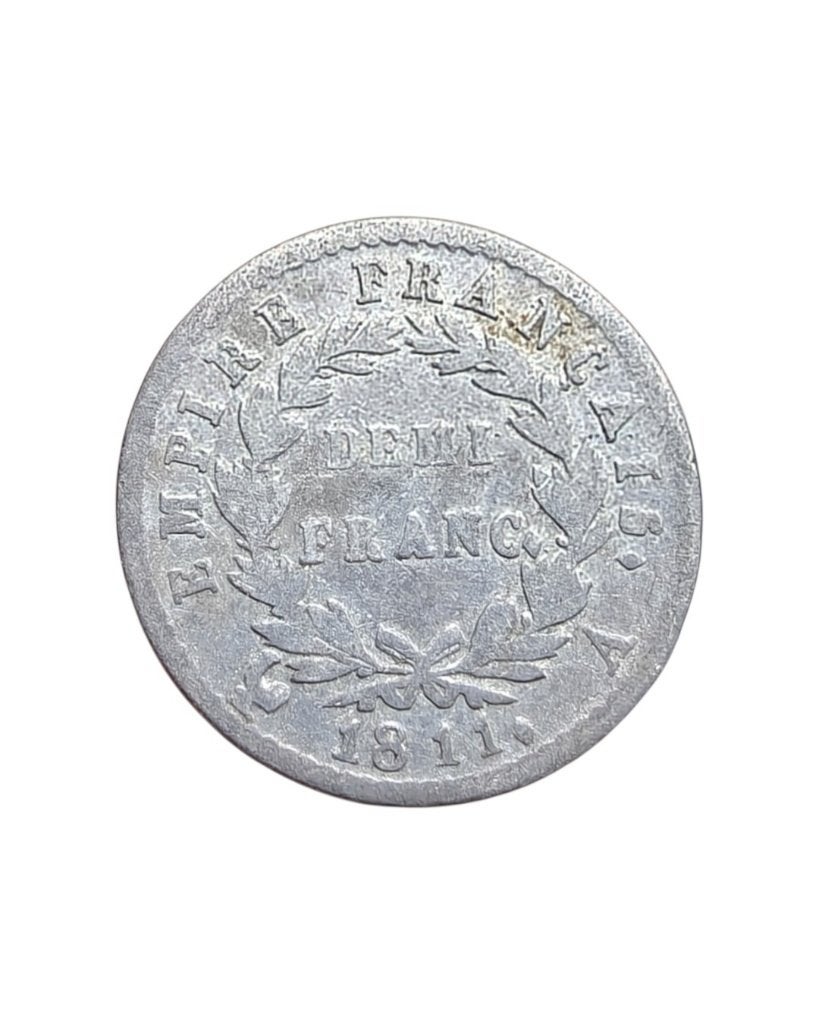 Napoleon Bonaparte, zilveren demi franc 1811 A, Parijs, Ophalen of Verzenden, Overige landen