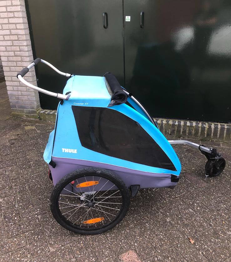 Thule Coaster XT fietskar en wandelwagen, Fietsen en Brommers, Fietsaccessoires | Aanhangers en Karren, Ophalen, Gebruikt, Opvouwbaar