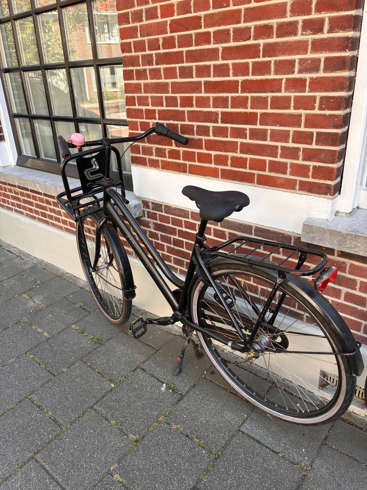 Zwarte transportfiets met voordrager, Overige merken, Terugtraprem, Versnellingen, Ophalen of Verzenden