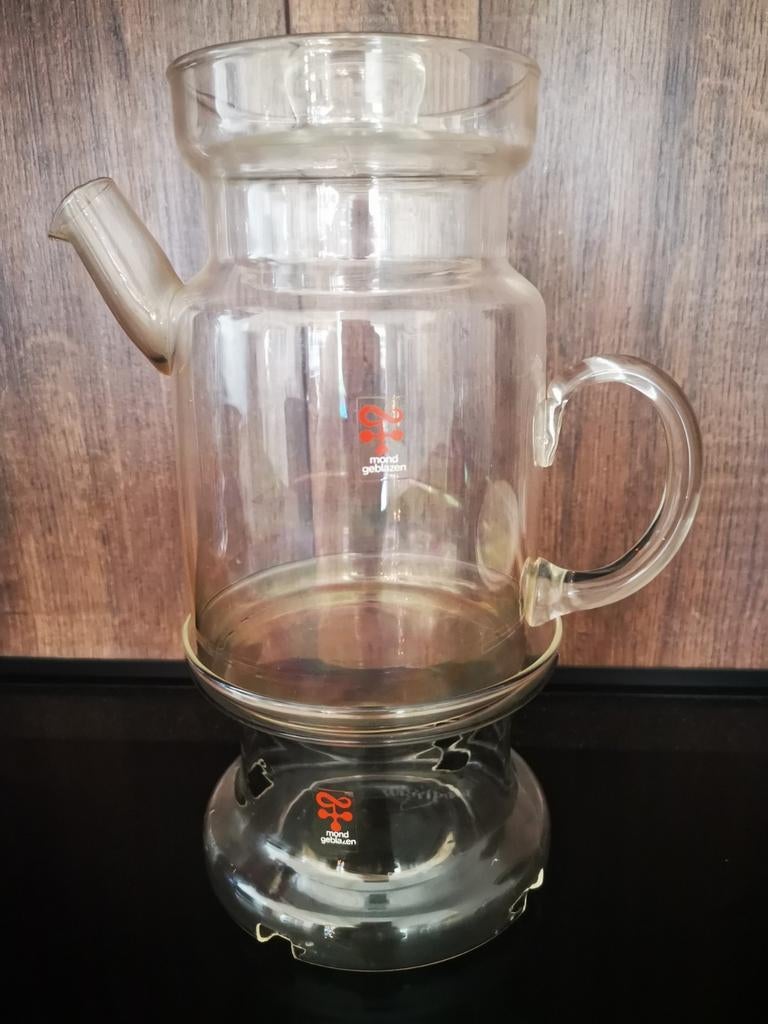 Vintage Boda Nova theepot met warmhouder, mondgeblazen, Ophalen of Verzenden