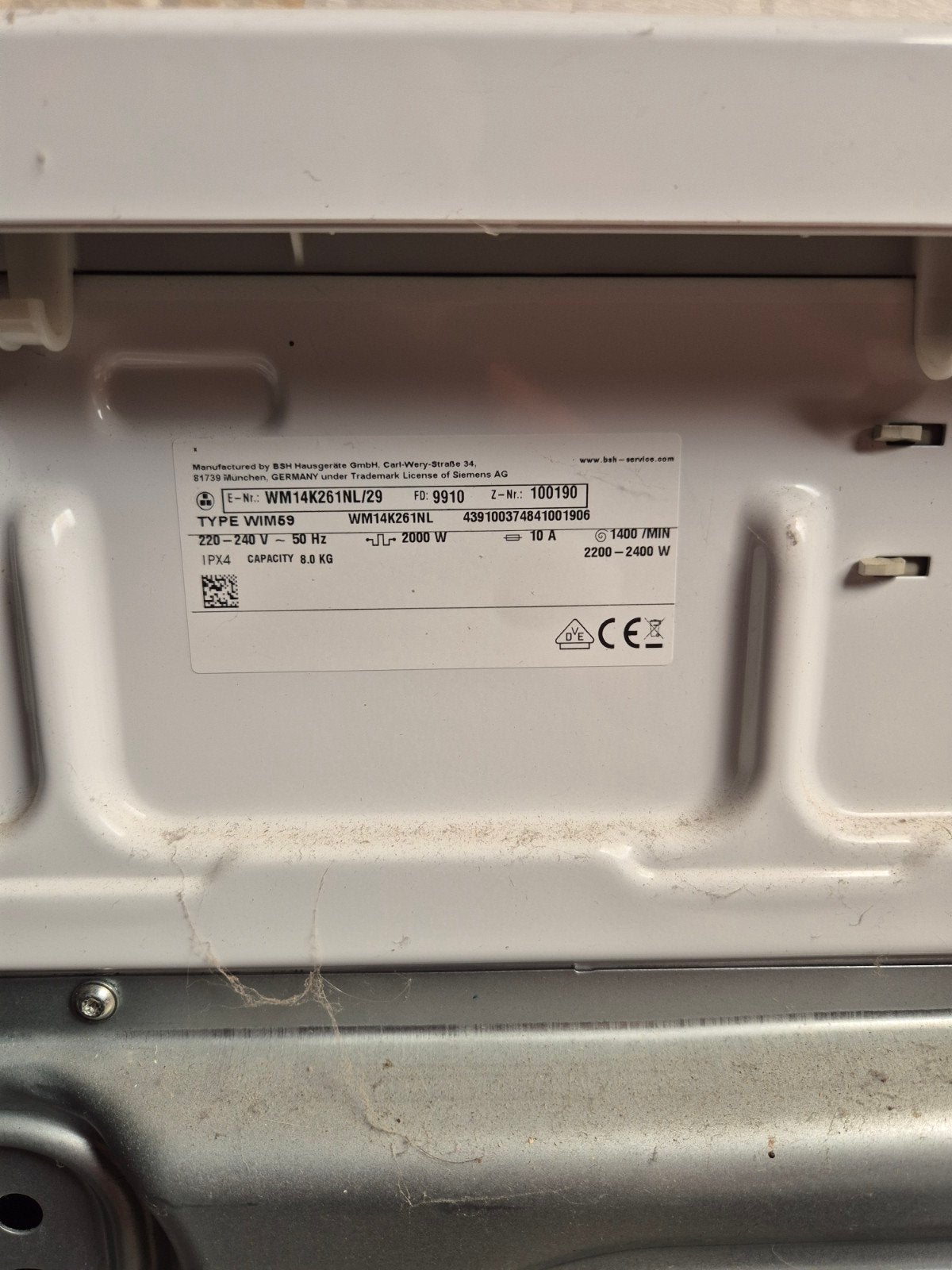Siemens  wasmachine - Werkend weggezet, Ophalen, 1200 tot 1600 toeren, 85 tot 90 cm