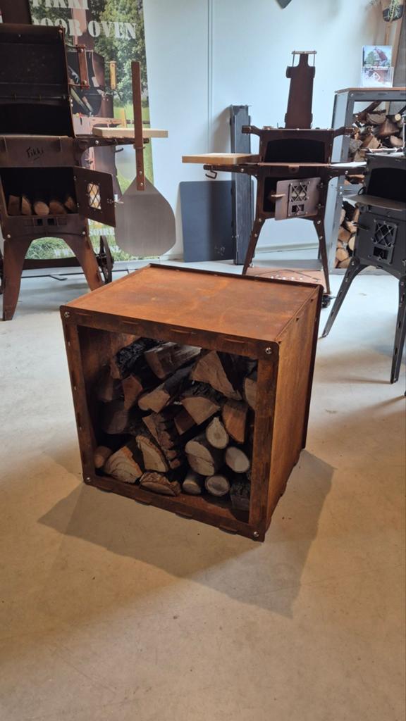 Houtopslag cortenstaal blokken 50x50x40cm van Fikki, Minder dan 3 m³, Ophalen