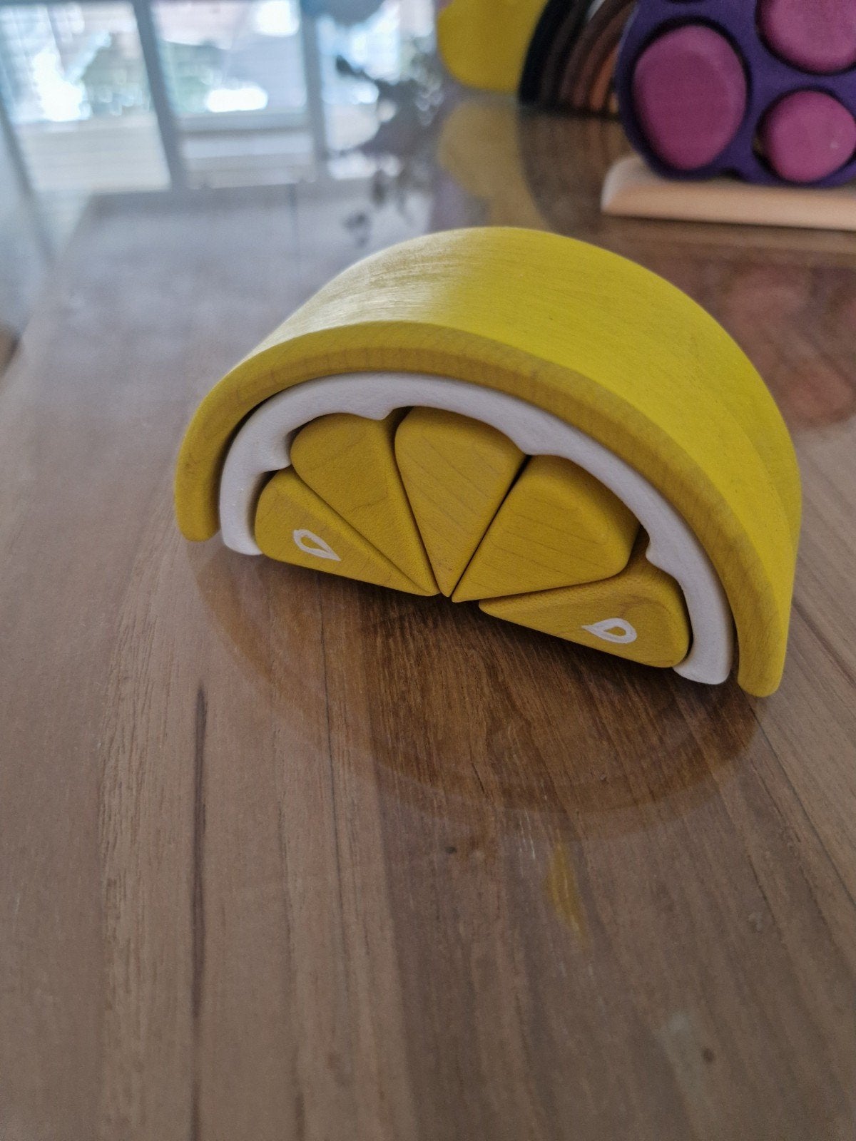 Bumbu Houten citroen stapel- en puzzelspeelgoed, Kinderen en Baby's, Ophalen of Verzenden, Zo goed als nieuw, Overige typen