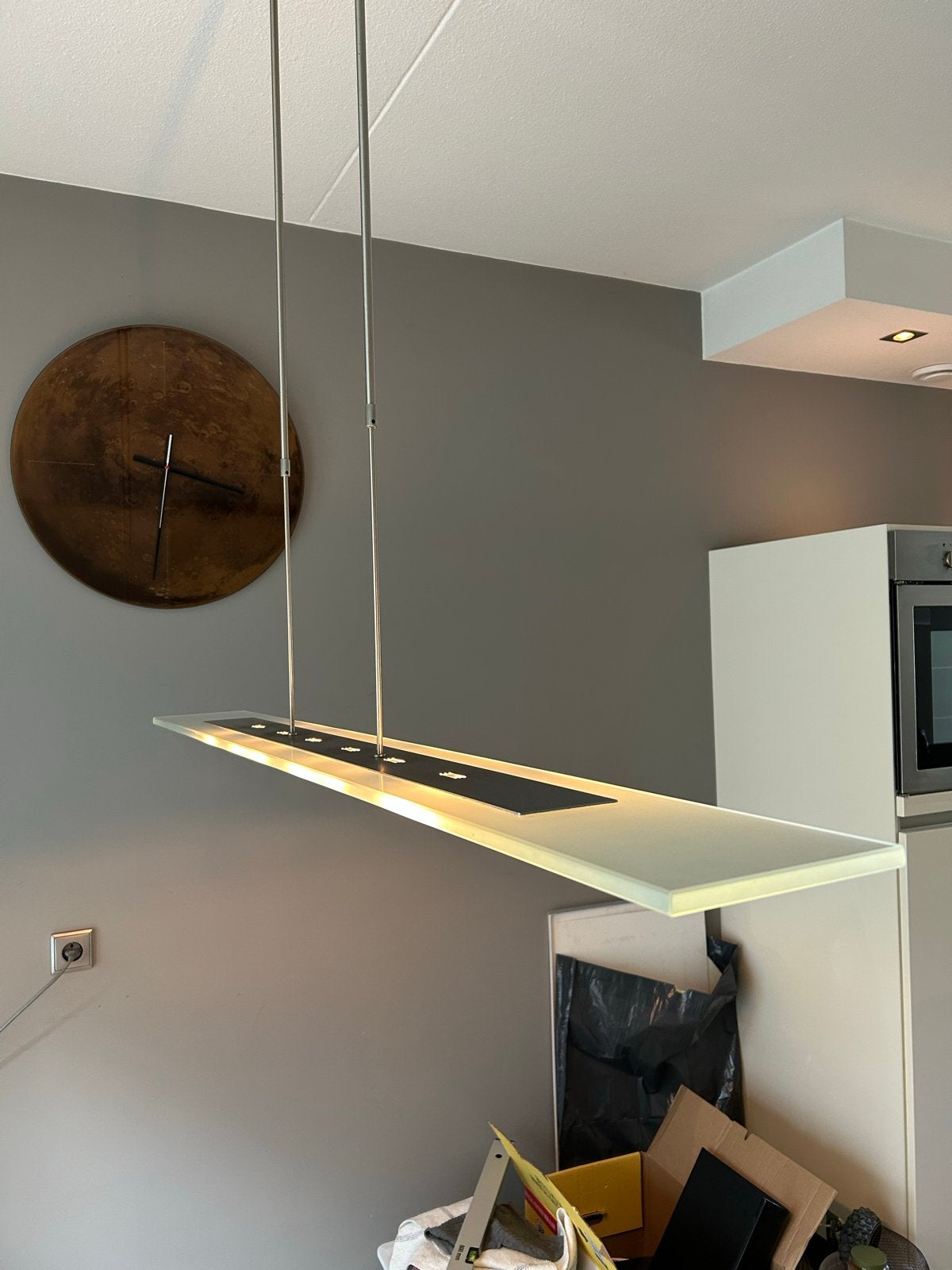 Moderne hanglamp - perfect voor boven eettafel of kookeiland, Ophalen, Gebruikt, Glas, Overige fittingen