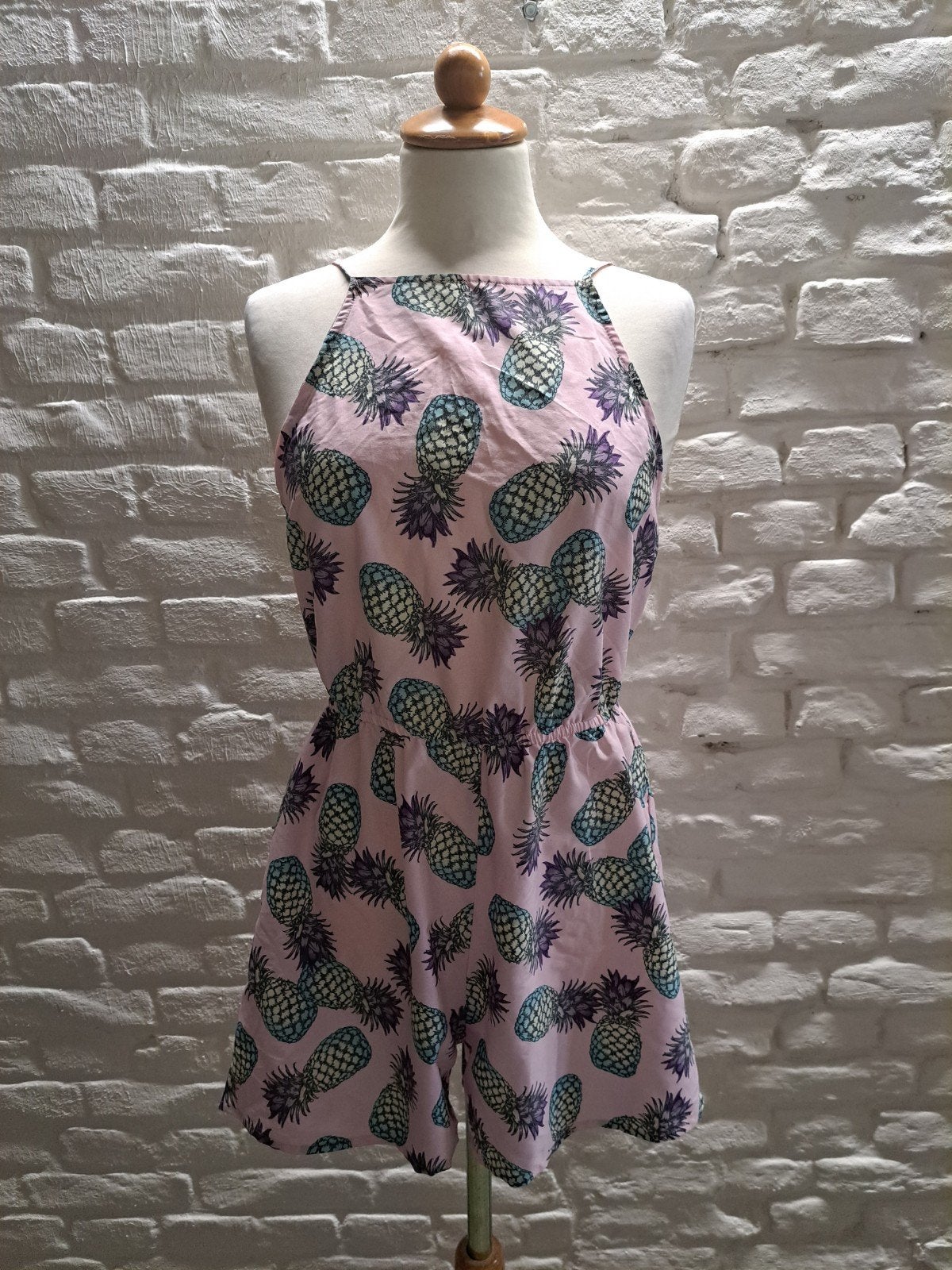 Primark Playsuit Maat 40 met Ananasprint, Kleding | Dames, Jumpsuits, Maat 38/40 (M), Zo goed als nieuw, Roze, Verzenden