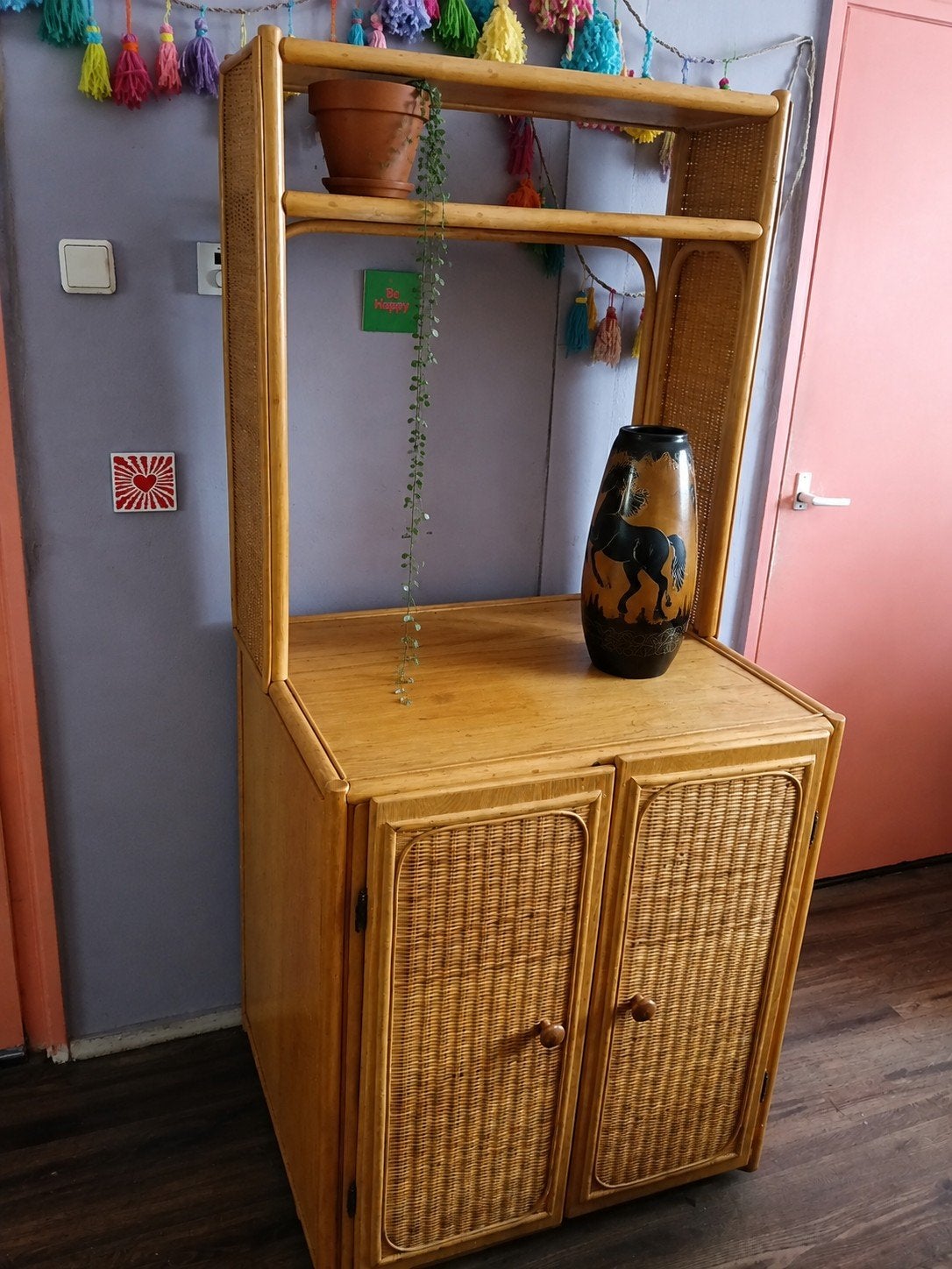 Boho chic rotan kast/ vintage rotan, Boho, vintage, ibiza, Rotan., Zo goed als nieuw, 50 tot 75 cm, 50 tot 100 cm