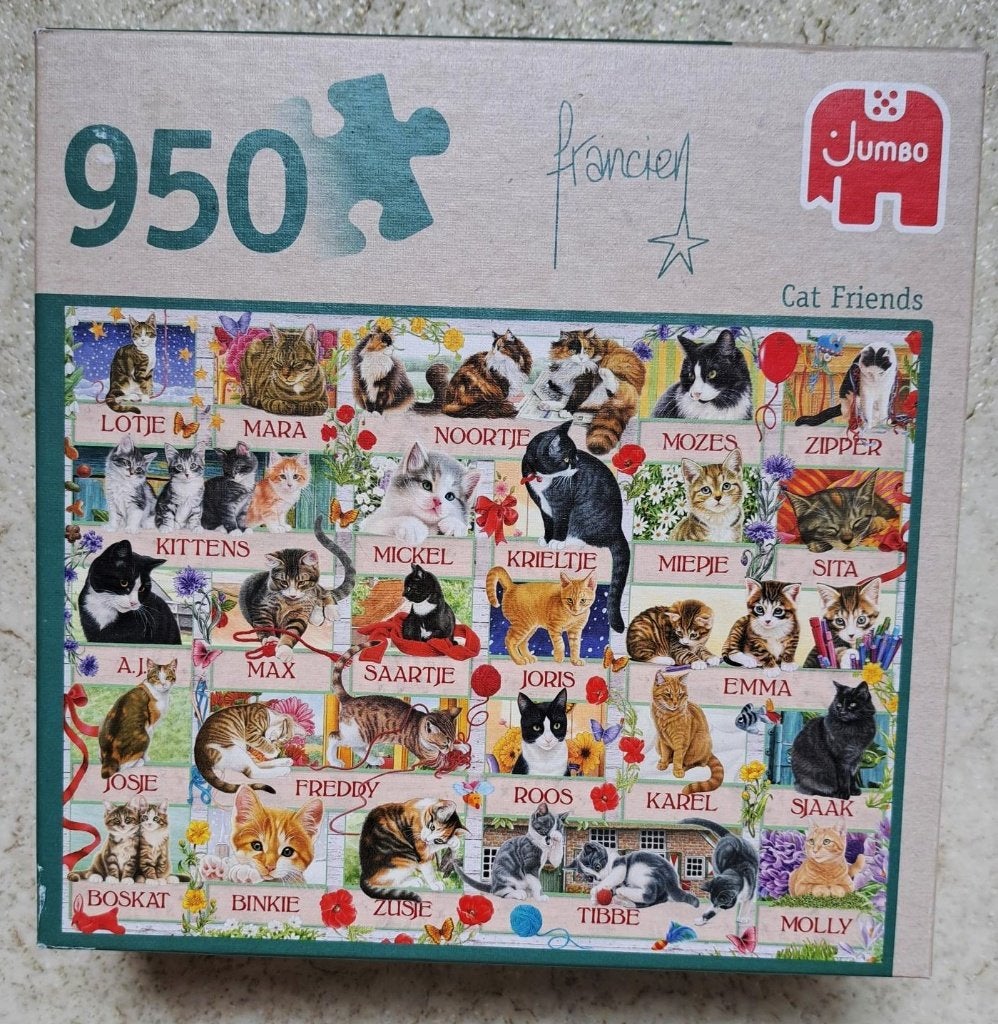 Puzzel Francien Cat friends 950 stukjes, Ophalen of Verzenden, 500 t/m 1500 stukjes, Zo goed als nieuw, Legpuzzel