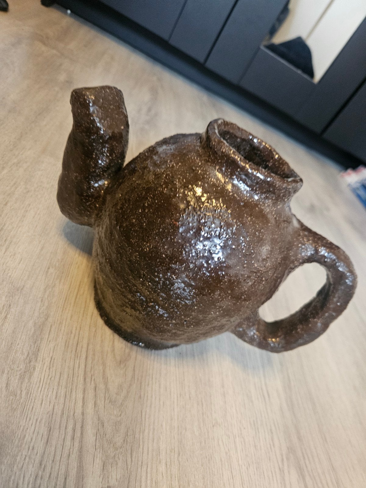 Unieke handgemaakte aardewerken pot, Antiek en Kunst, Ophalen of Verzenden