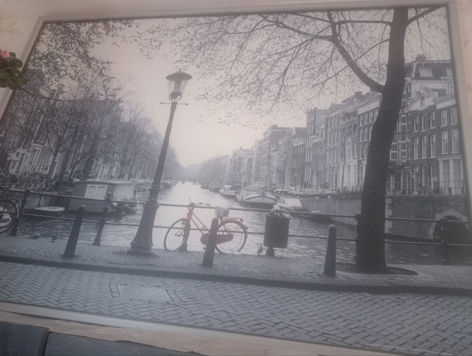 Schilderij Amsterdamse gracht met fiets, Antiek en Kunst, Ophalen, Schilderij
