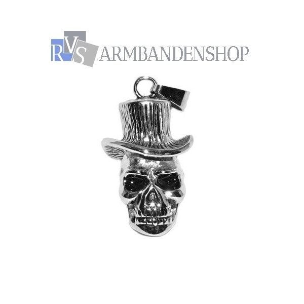 Rvs zilver skull hanger bikers doodskop doodshoofd biker, Overige materialen, Verzenden, Nieuw, Kruis of Symbool