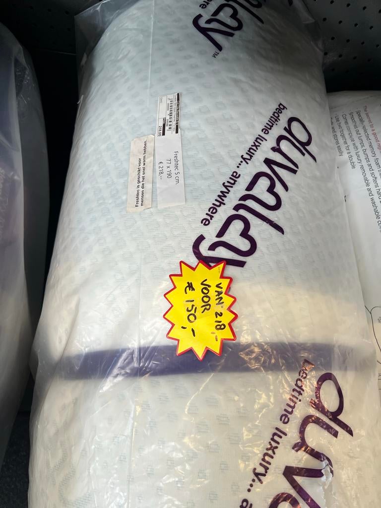 Duvalay Freshtec 5 cm Topper 77x190 nieuw, Ophalen, Zo goed als nieuw