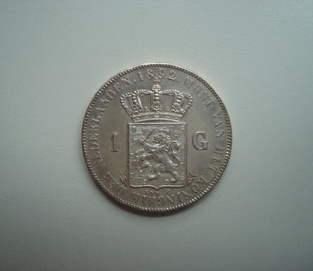 1 gulden 1892 FDC-, Ophalen, Koningin Wilhelmina, 1 gulden, Zilver