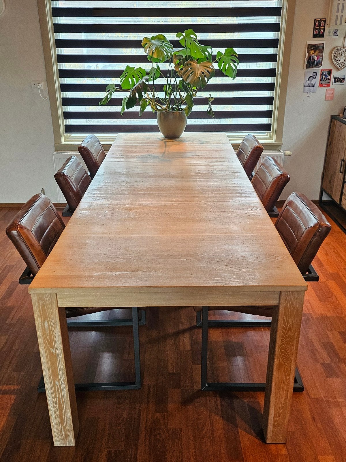massief Eikenhouten eettafel robuust uitschuifbaar (180/270), Ophalen, Gebruikt, Modern robuust