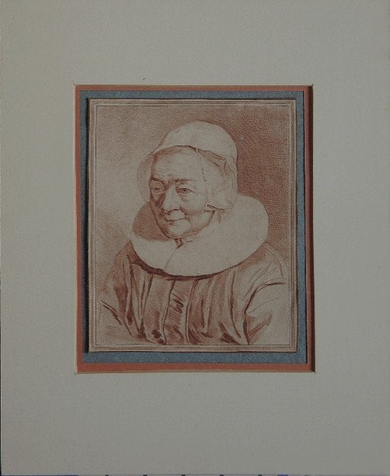 Cornelis van Noorde manière crayon "Portret Vrouw met Kap", Antiek en Kunst, Ophalen, Overige technieken, Portret, Origineel