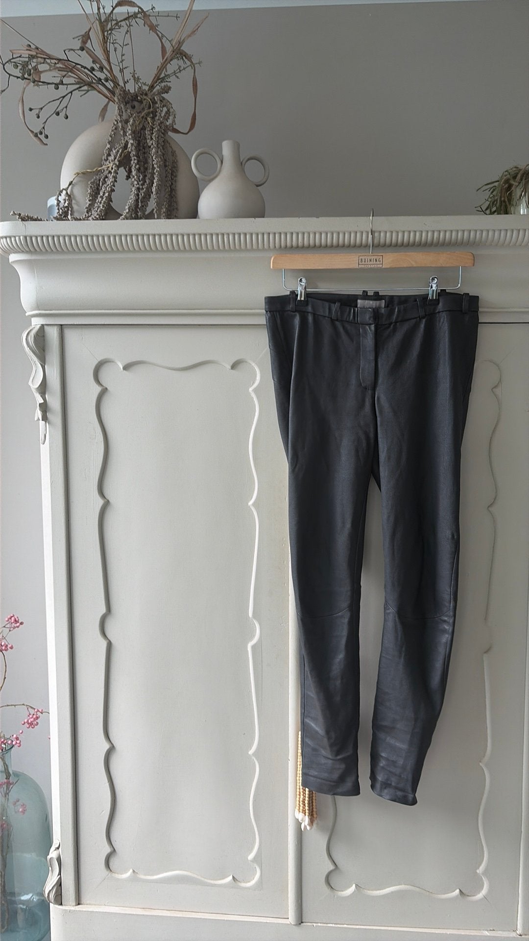 Gustav bruin leren broek in mt 40, Kleding | Dames, Broeken en Pantalons, Maat 38/40 (M), Bruin, Ophalen of Verzenden, Lang