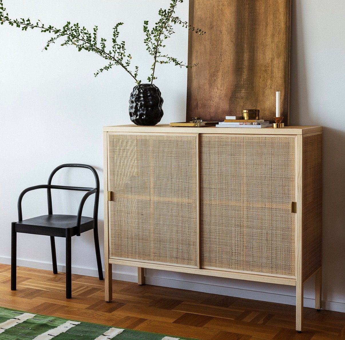 Ikea Stockholm kast met schuifdeuren, rotan/grenen, NIEUW., Huis en Inrichting, Ophalen, Met deur(en), 100 tot 150 cm, Nieuw
