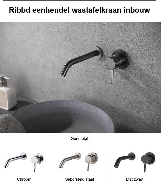 Inbouwwastafelkranen: messing, goud brons,koper, gunmetal, Ophalen of Verzenden, Nieuw, Chroom, Kraan