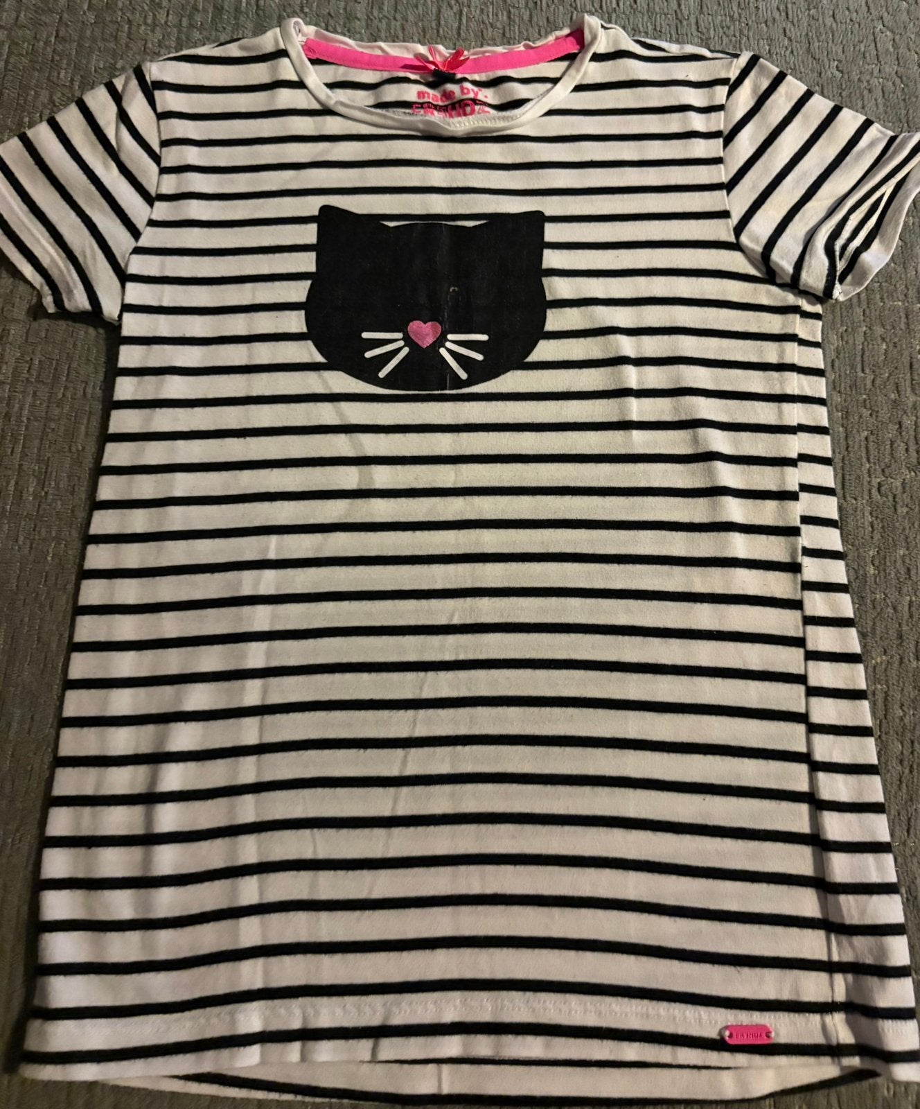 Zwart/wit gestreept shirtje, korte mouw, maat 128, meisje, Kinderen en Baby's, Ophalen of Verzenden, Gebruikt, Meisje, Shirt of Longsleeve