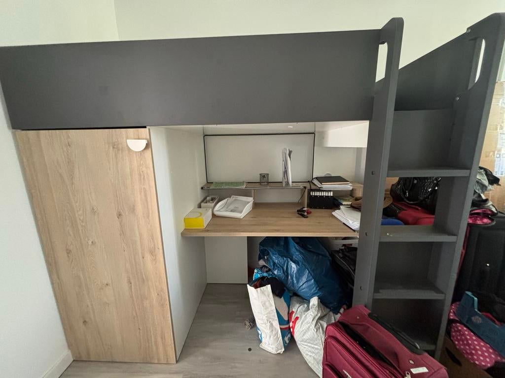 Hoogslaper met bureau en kast. Moet weg!, Ophalen, 90 cm, Eenpersoons, Zo goed als nieuw