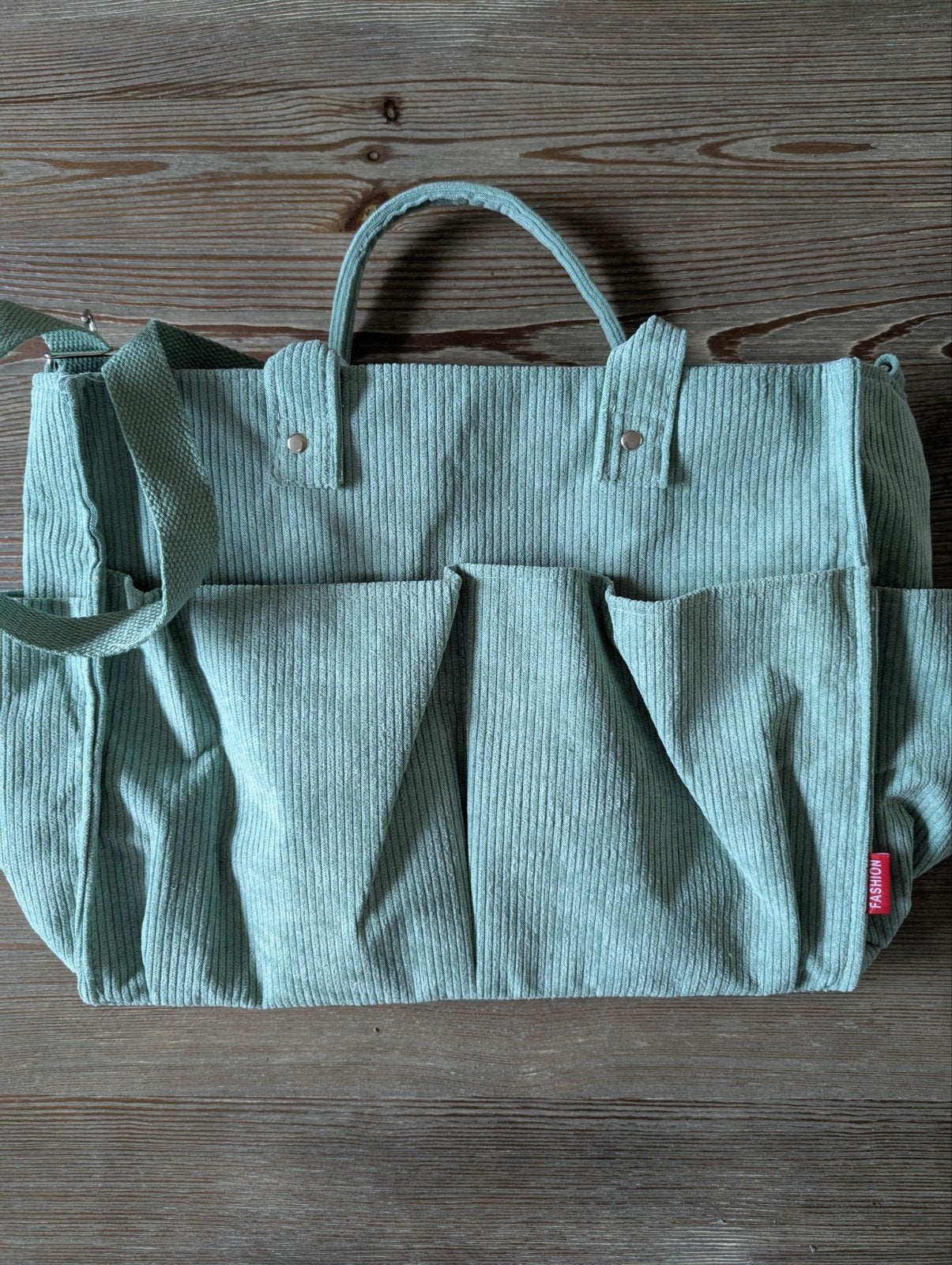 Ribfluwelen tas - Mintgroen, Ophalen of Verzenden, Nieuw, Groen, Shopper
