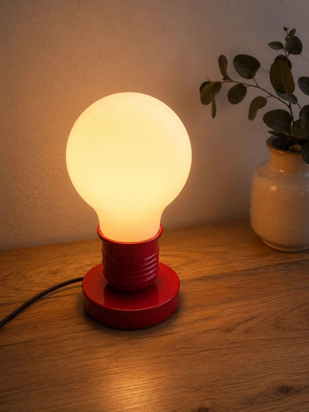 Unieke Space Age Gloeilamp Tafellamp met Touch – Rood, Ophalen, Kunststof, Gebruikt, E27 (groot)
