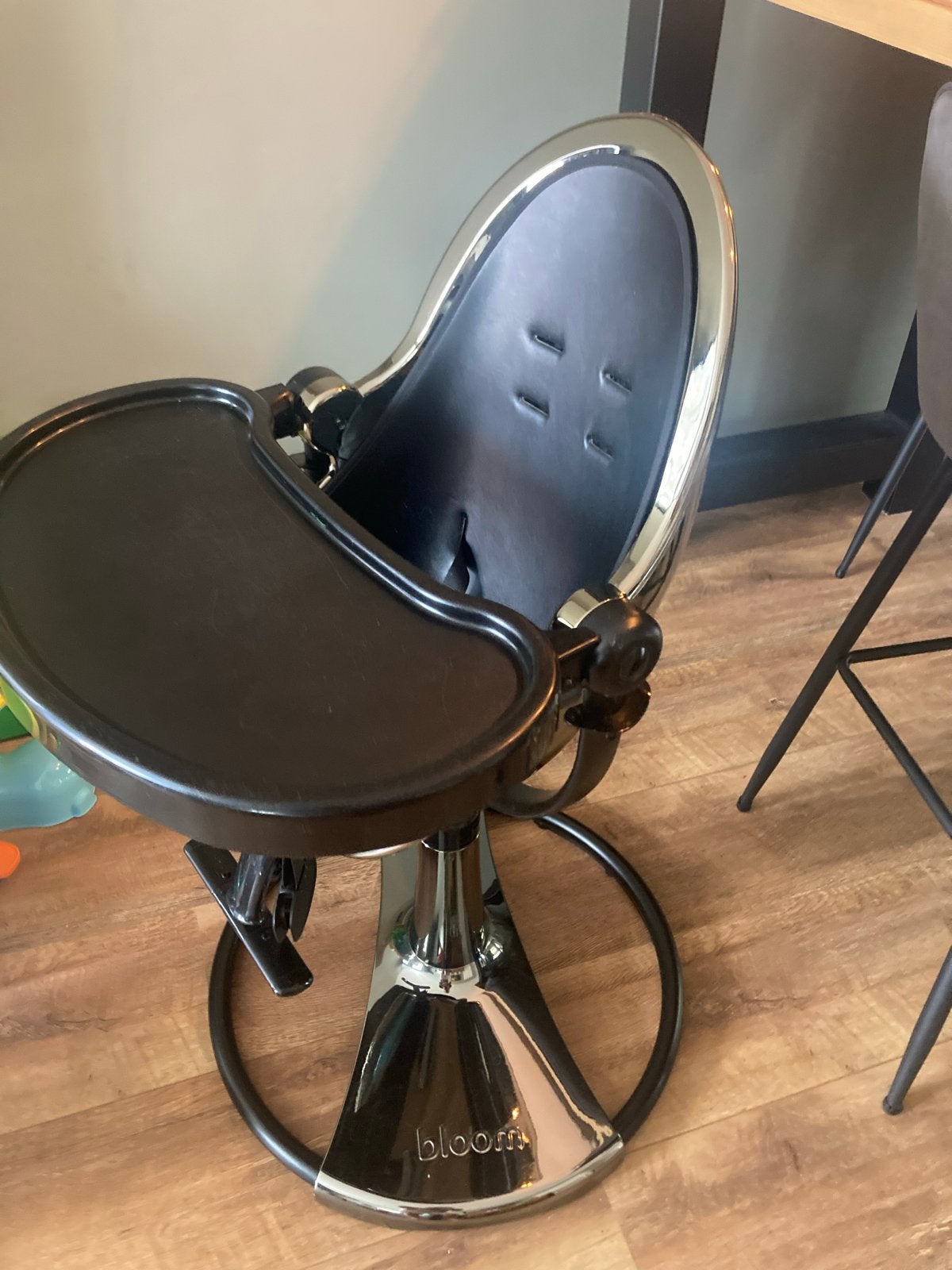 Bloom Fresco Chrome kinderstoel - Titanium/Zwart, Ophalen, Zo goed als nieuw, Overige typen, Afneembaar eetblad