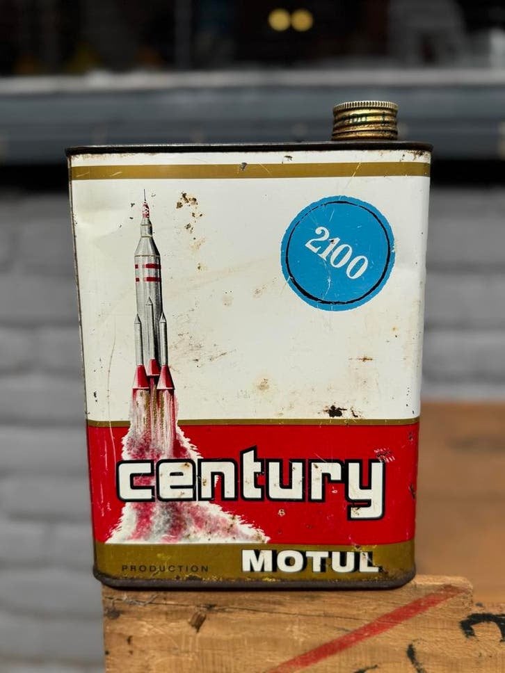 Vintage Motul Century 2100 Olieblik - Decoratie, Ophalen of Verzenden, Gebruikt, Overige, Overige merken
